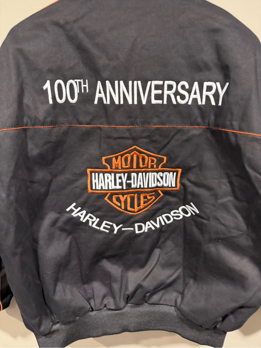 Harley-Davidson inspired motorcycle denim racing Jacket script Logo Accents NWOT image 6